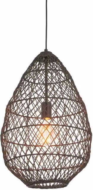 Netlighting Pimva Rattan Wire Frame Pendant Ceiling Light, Matt Black, E27