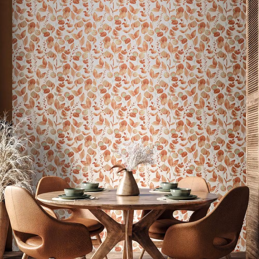 Hoopla Walls Tuscan Mix Watercolour Leaves Floral Botanical Wallpaper, Red and Multicolour, 10m Roll – 2