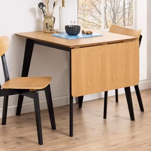 Furniture To Go Roxby Extendable Dining Table and 4 Dining Chairs in Oak and Black, W/D/H: 80 x 80 x 76 cm – 3