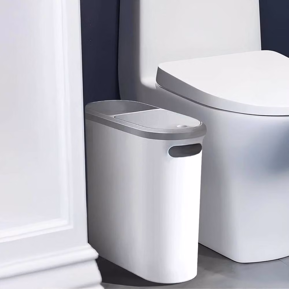 VOGREX 10L White Plastic Touch Press Lid Kitchen and Bathroom Bin – 3