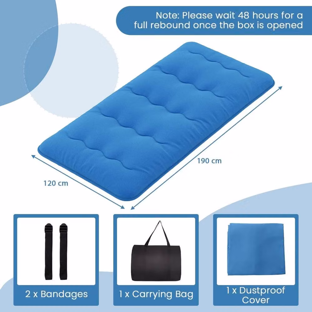 NESTLUNE Blue Roll Up Japanese Floor Futon Mattress W/D/H: 190 x 120 x 10 cm – 2