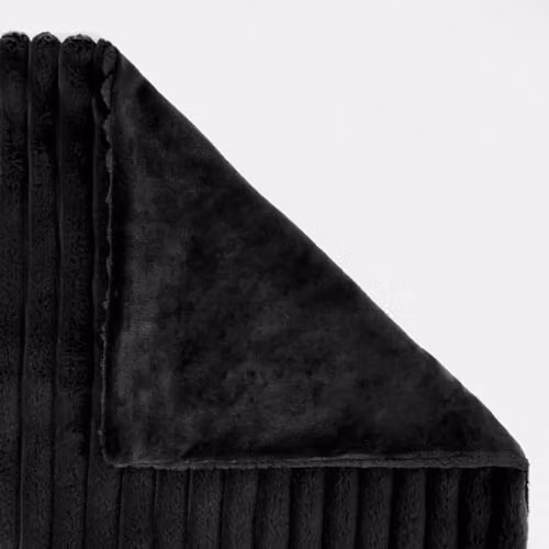 OHS Faux Fur and Fleece Throw Blanket in Black, W/D/H: 125 x 150 cm – 4