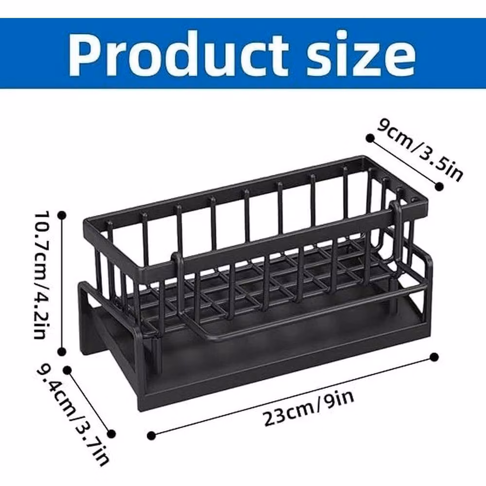 SPETLEK Kitchen Sink Caddy with Towel Rail and Sponge Holder in Grey – 2