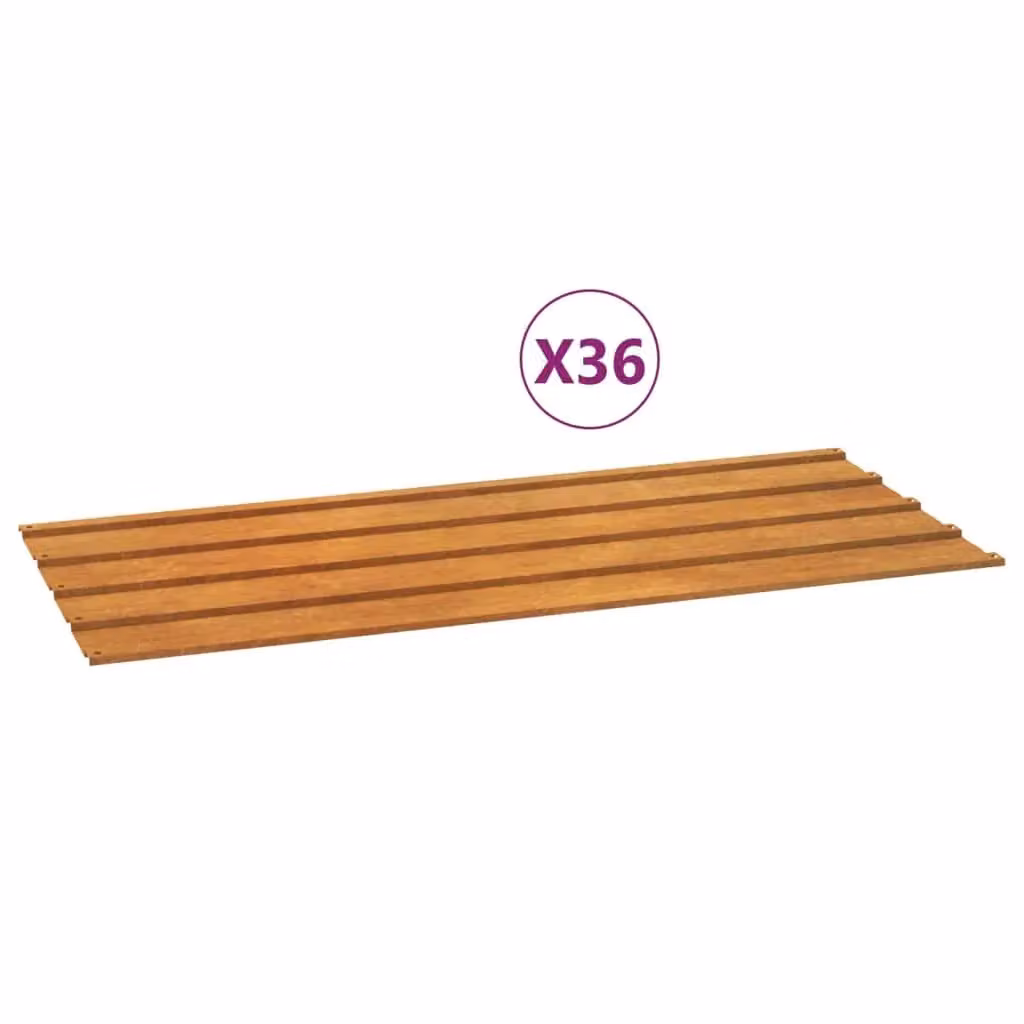 Berkfield Home 36-Piece Rusty Corrugated Corten Steel Roof Panels, Brown, W: 100 cm, H: 44 cm