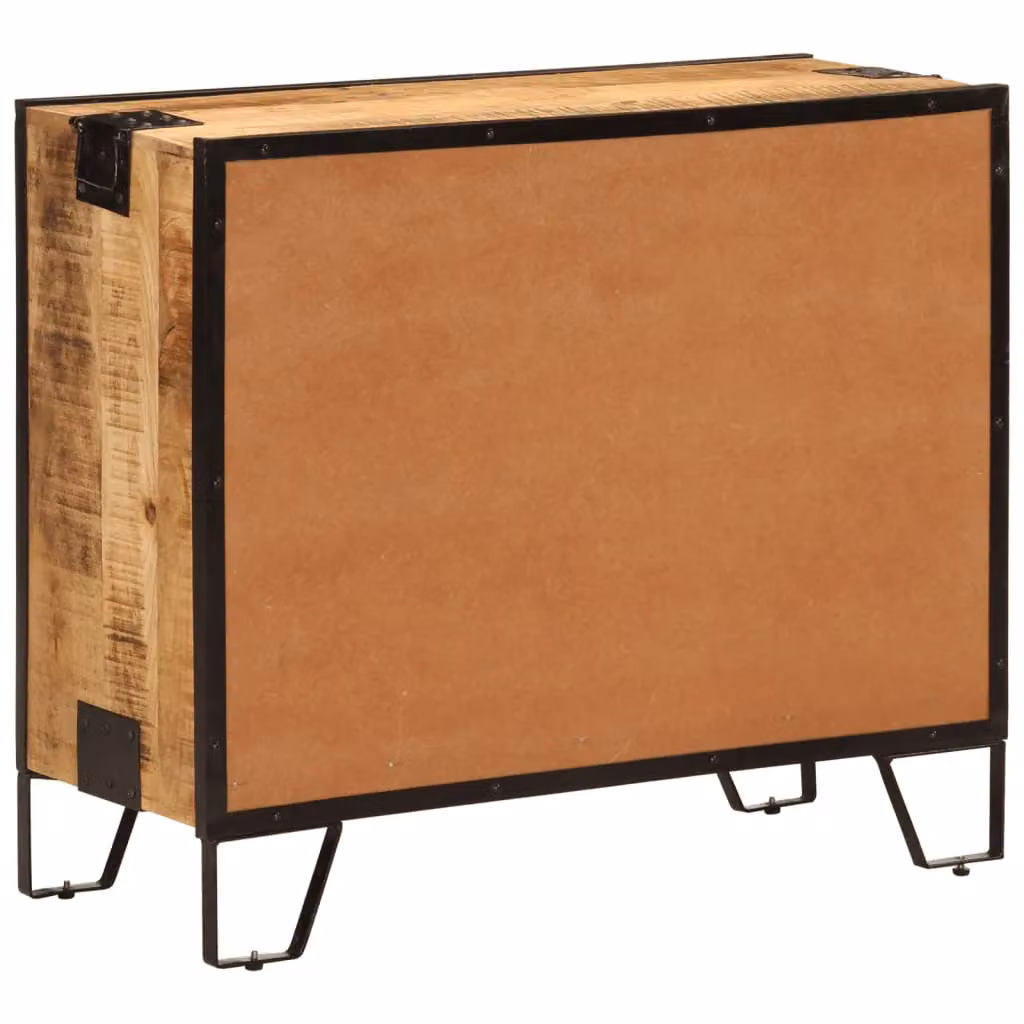 Berkfield Home Industrial Mango Wood and Metal Sideboard in Brown, W/D/H: 80 x 31 x 66 cm – 4