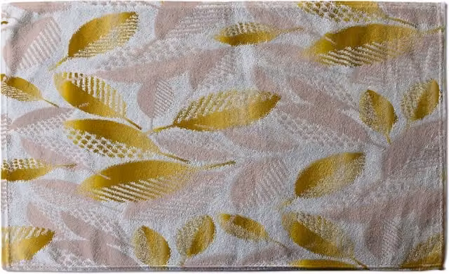 Benjamin Tate Design LTD Pastel Rose and Gold Autumn Terry Bath Towel for Adults in Gold, Yellow and Pink