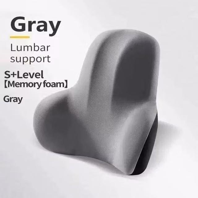 FLAVORA Grey Memory Foam Contoured Lumbar Back Support Seat Cushion, W: 100 cm, L: 190 cm