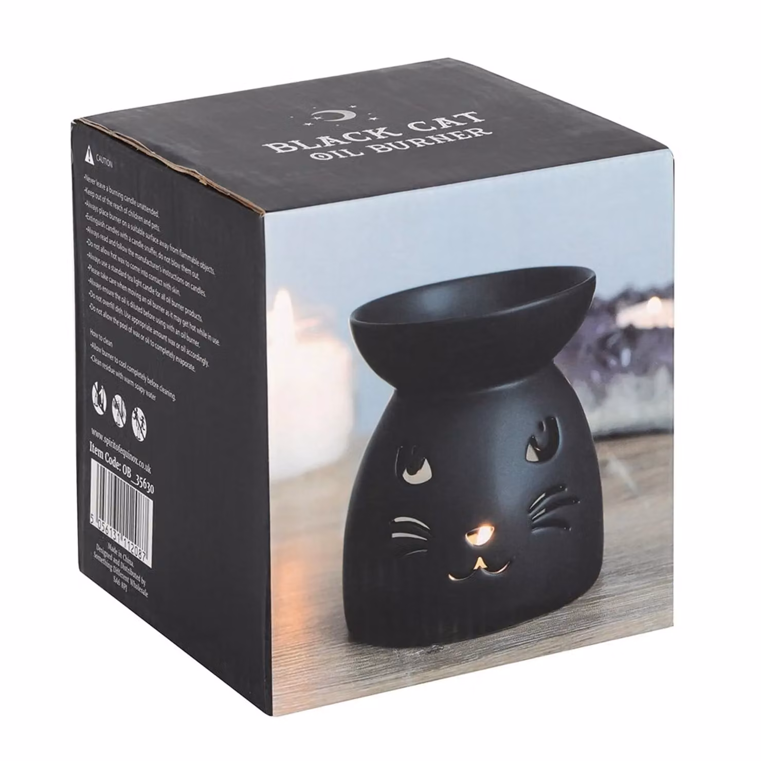 Something Different Black Ceramic Cat Oil Burner for Tealights – 3