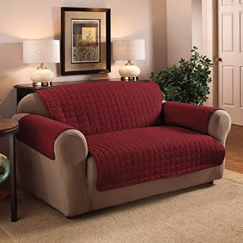 Ashley Mills Water Resistant Quilted 3 Seater Sofa Protector in Burgundy/Wine, W: 172.72 cm, D: 179.07 cm – 1