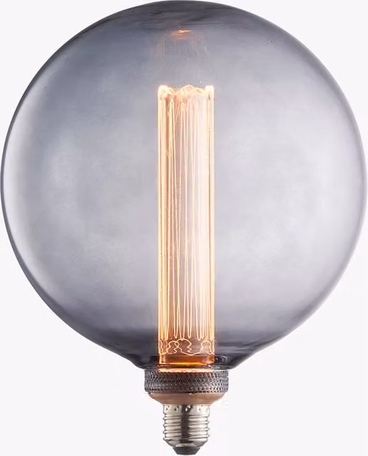 Perch & Parrow Vintage LED Globe Shaped Bulb with Grey Smoke Effect Glass