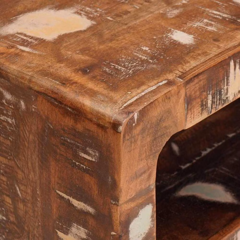 Berkfield Home Multicolour Solid Reclaimed Wood End Table with Shelf – 4