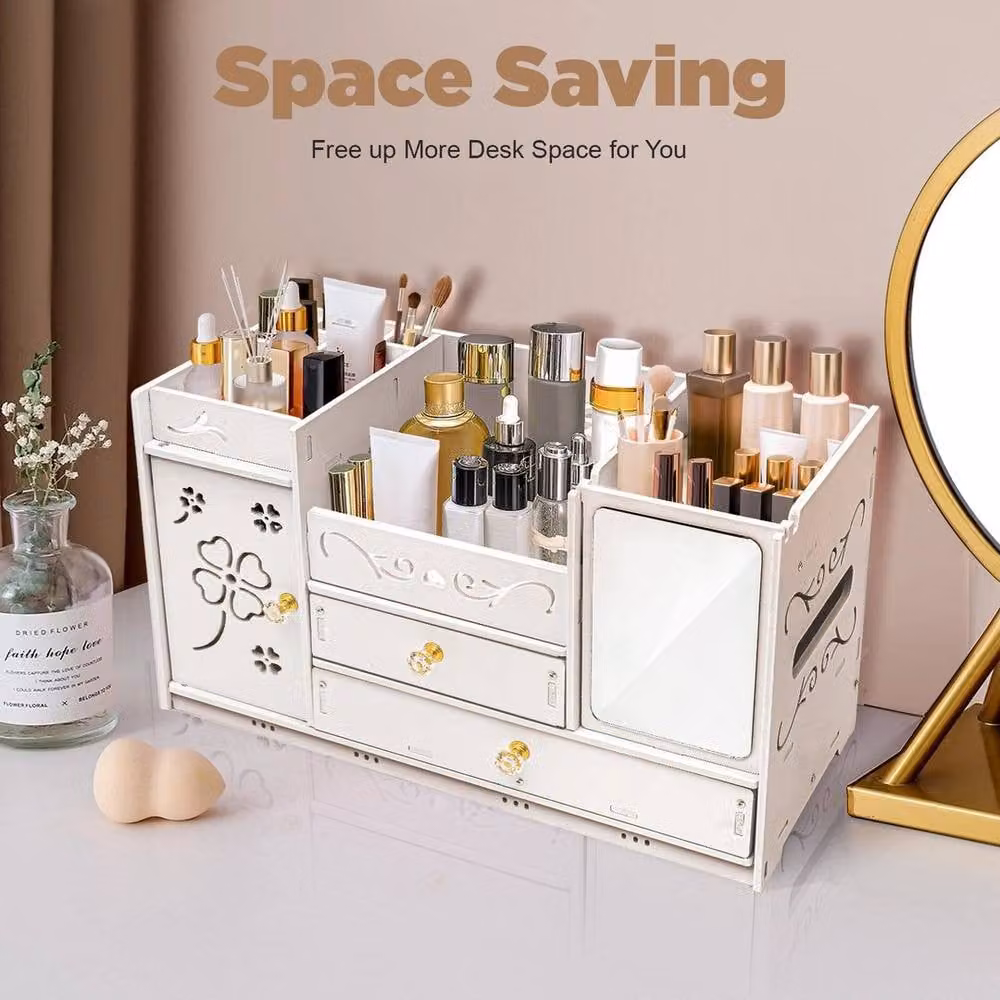 Kelvenix Makeup Organizer Cosmetic Box with Drawers, White – 2
