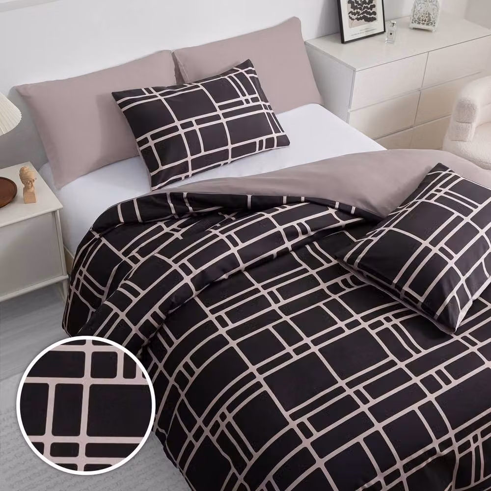 Pamposh Super King Double Brushed Microfibre Duvet Cover Set in Light Brown with Zipper Closure – 4