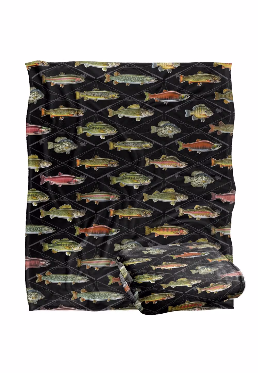 JQ Licensing Fish and Crossed Fishing Rods Pattern Super Soft Fleece Throw Blanket, White, W/D/H: 152 x 127 cm – 7