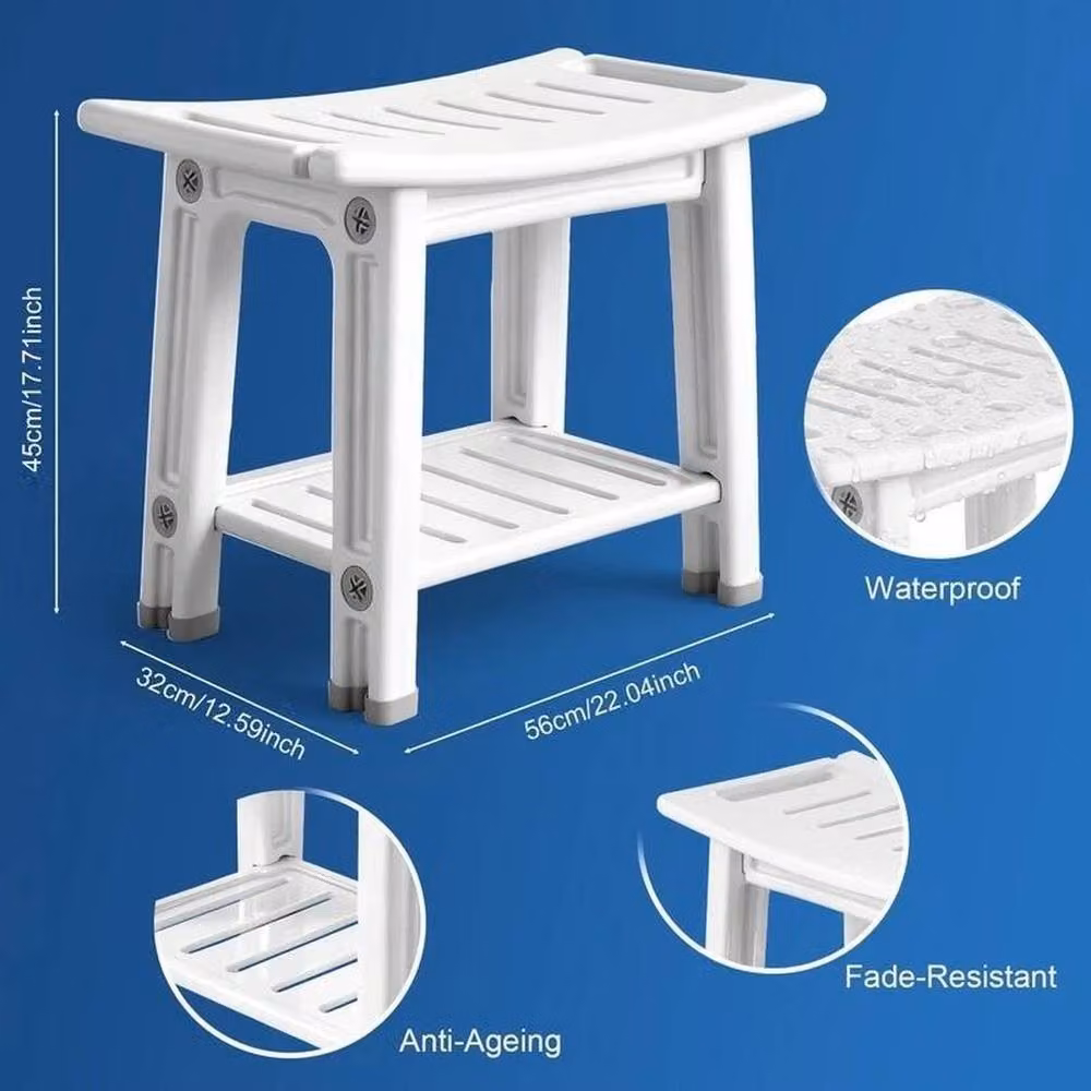 Kelvenix 2-Tier White Plastic Bathroom Stool Footrest – 2