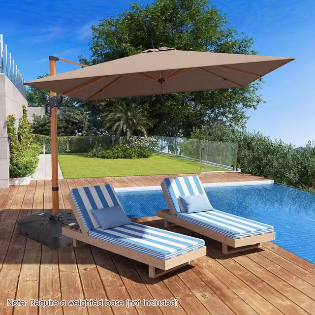 COSTWAY Brown Aluminium Cantilever Patio Umbrella