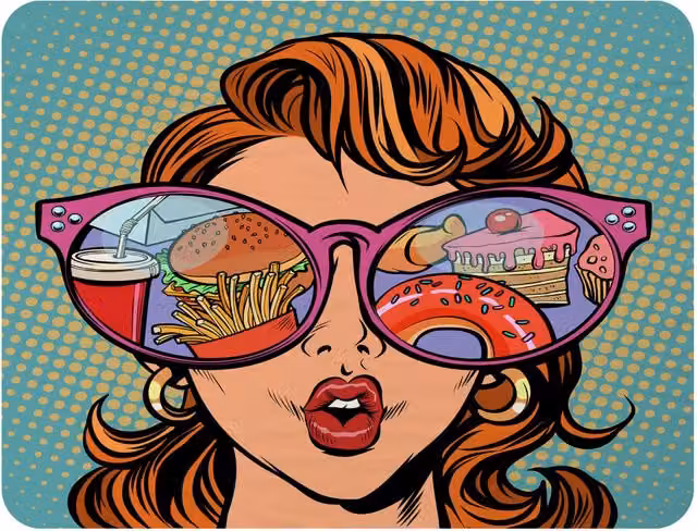 Benjamin Tate Design Woman with Sunglasses Fast Food and Sweets Reflection Fleece Blanket in Green, W/D/H: 120 x 150 cm – 2