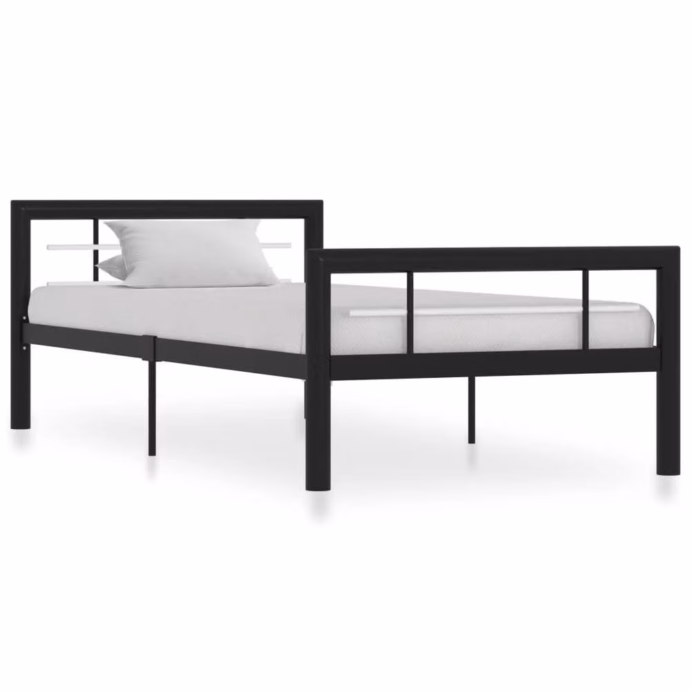 Berkfield Home Classic Metal Bed Frame in Black and White, W/D/H: 90 x 200 cm – 2