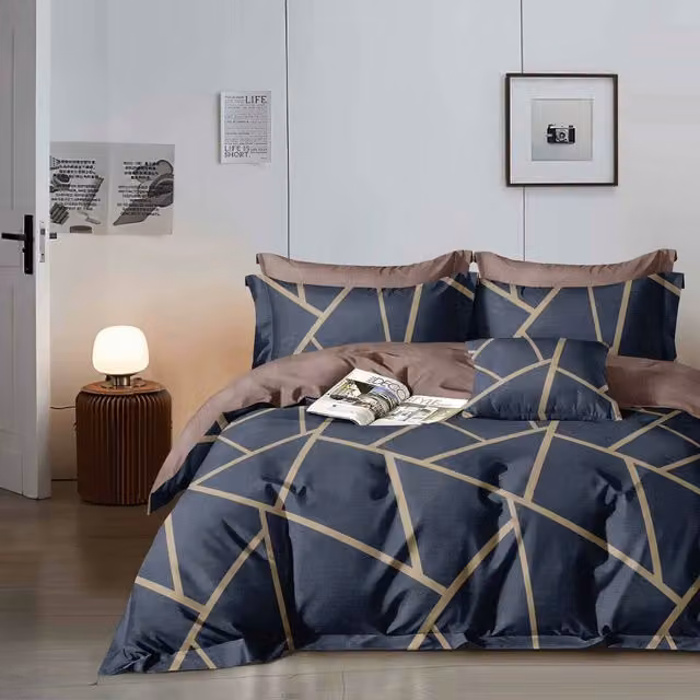 Ezysleep Modern Graphic Print Duvet Set and Pillowcase in Blue, 200 cm