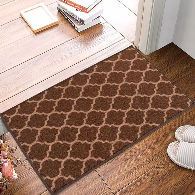 Smart Living Trellis Non-Slip Machine Washable Hallway and Kitchen Door Mat, Brown, W: 67 cm, L: 220 cm