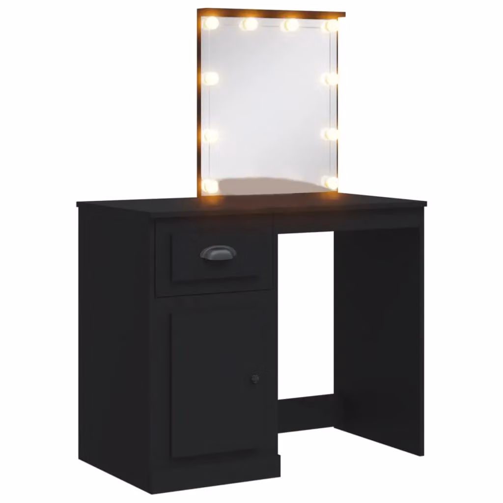 Berkfield Home Hollywood LED Dressing Table in Black, W/D/H: 90 x 42 x 132.5 cm – 2