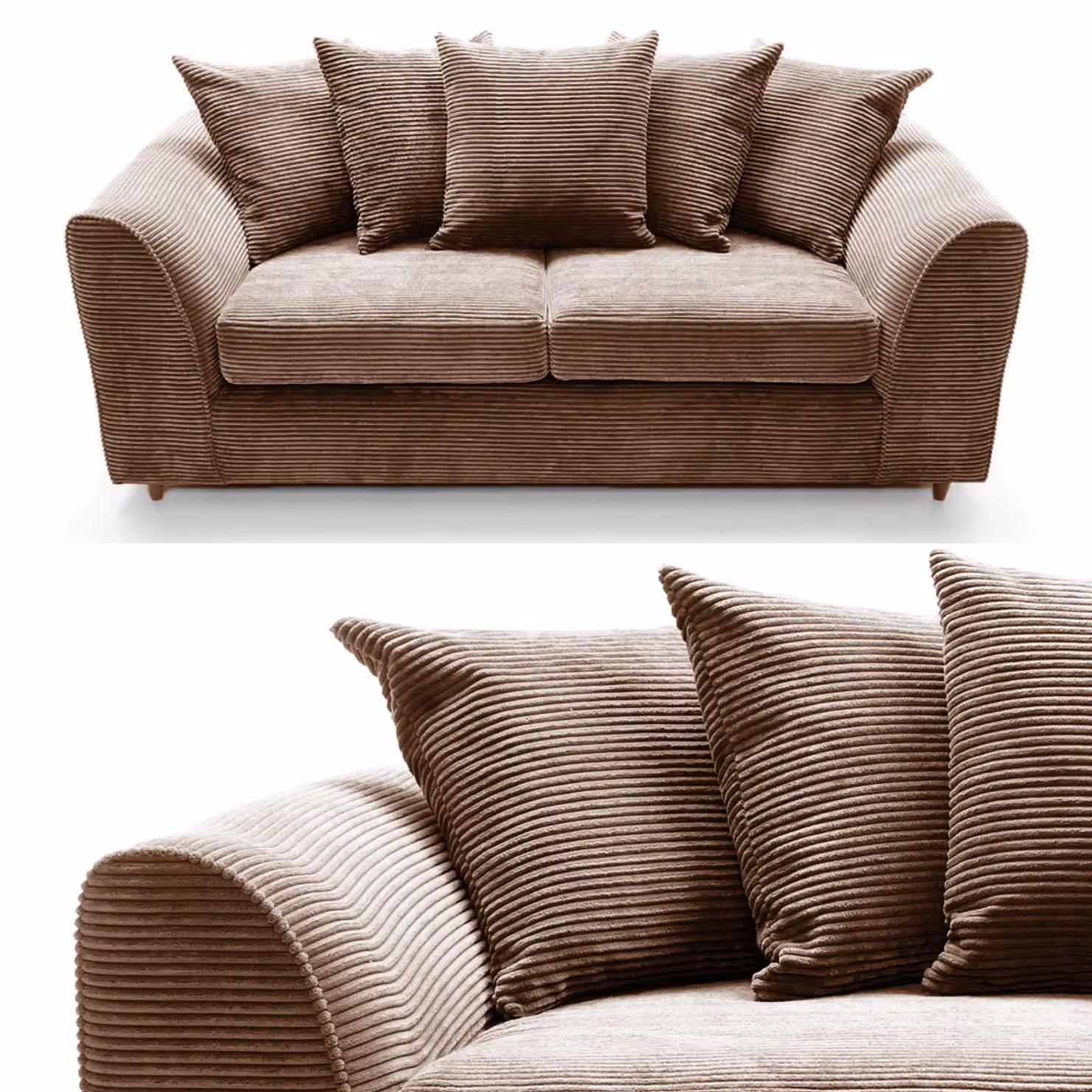 SquareBoxx Lennox 3 Seater Upholstered Sofa Set in Brown – 3