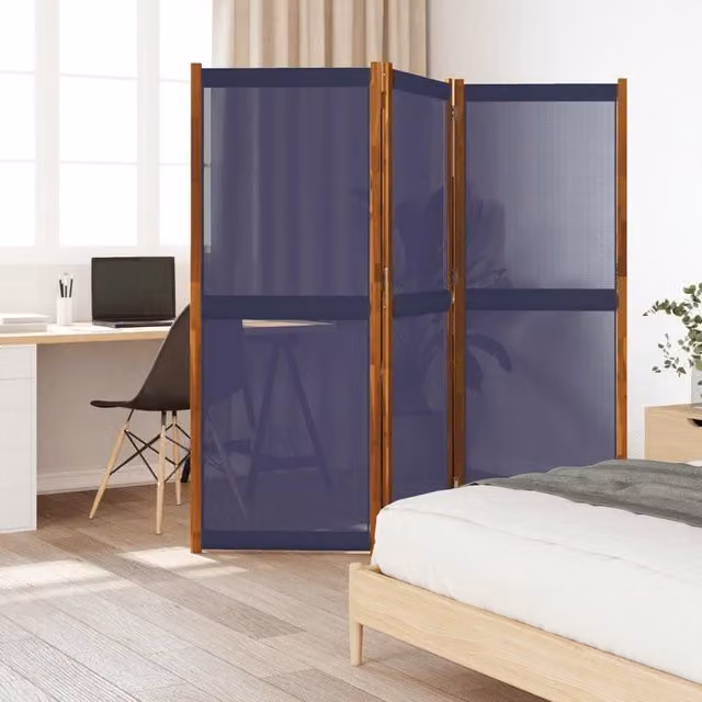 Berkfield Home 3-Panel Acacia Wood Room Divider in Dark Blue, H 210 cm x W 180 cm