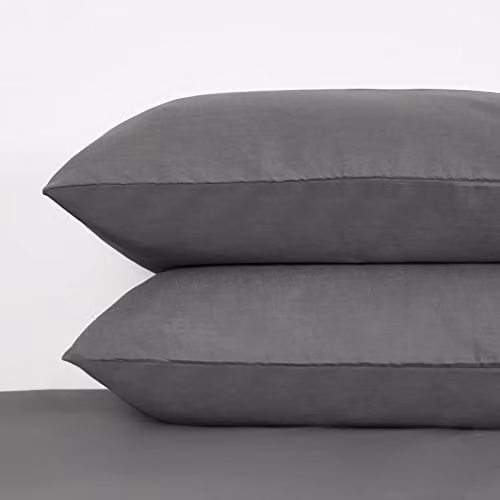 OHS 4 Pack Soft Polycotton Plain Housewife Pillowcases in Grey, W: 50 cm x L: 75 cm – 2