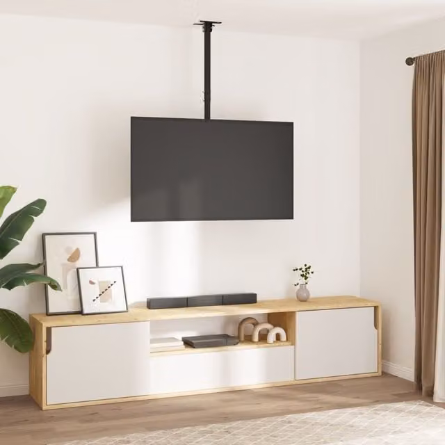 Berkfield Home Black Steel TV Ceiling Mount for 32-65 Inch Screens, Max VESA 400x400 mm, 40kg Load Capacity – 1