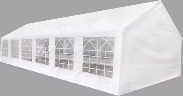 Berkfield Home White Party Tent with Windows and Steel Frame, W: 12 m, D: 6 m