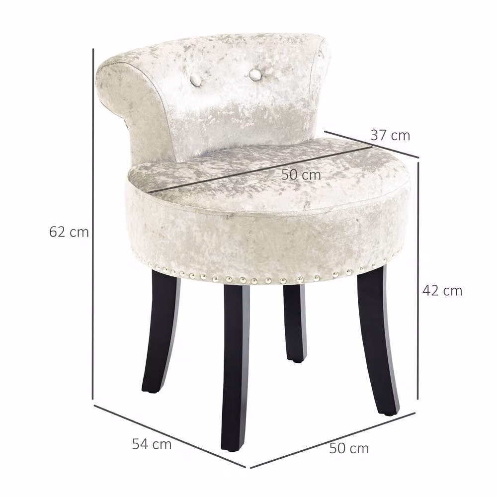 STILVORA Dressing Table Stool with Wooden Legs in Beige – 3