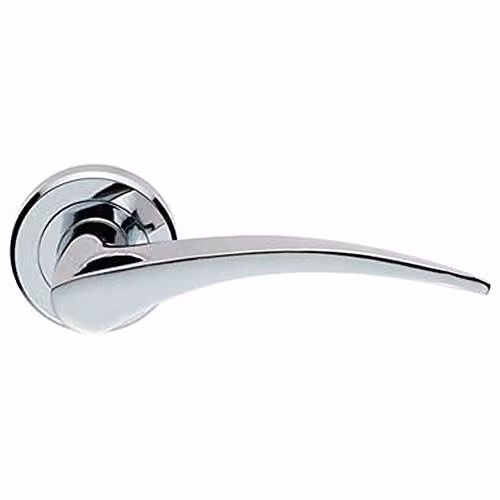 Loops Pair of Arched Tapered Door Handles with Round Rose in Polished Chrome with Concealed Fixings