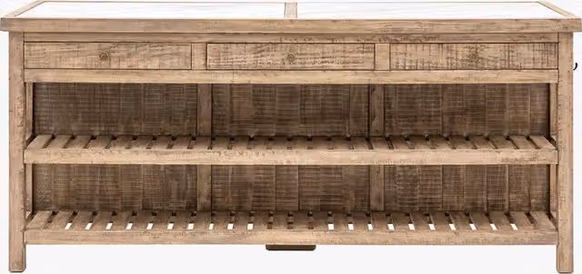 Perch & Parrow Heirloom Large Rustic Brown Pine Wood Kitchen Island
