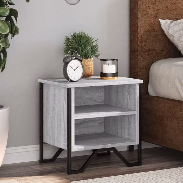 Berkfield Home Grey Sonoma Bedside Cabinet in Engineered Wood W/D/H: 40 x 30 x 40 cm