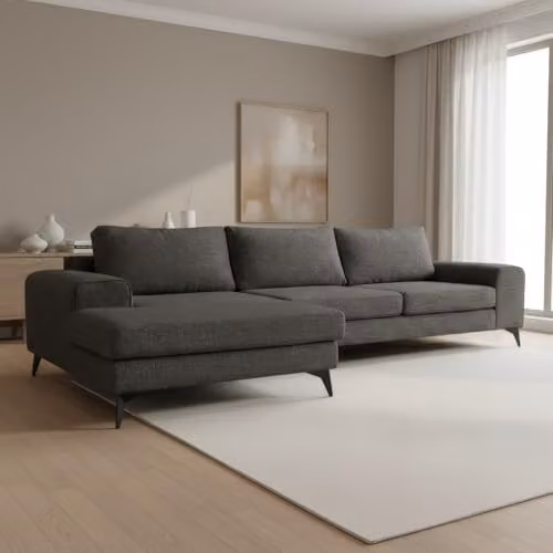 Abakus Direct Venice Modern L-Shaped Corner Sofa in Grey with Scatter Back Cushions and Solid Wood Frame, Left Hand Facing, W/D/H: 289 x 146 x 81 cm – 3