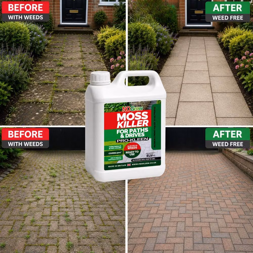 ProKleen NoGrow Moss Killer for Paths and Drives, 4 x 5L Pack, White – 2