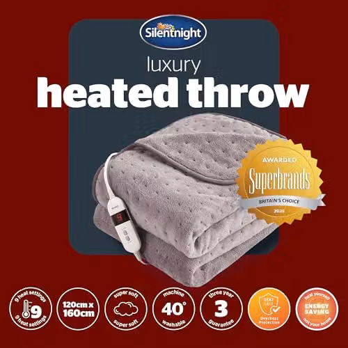 Silentnight Comfort Control Luxury Fleece Electric Heated Throw Blanket in Grey, W/D/H: 120 x 160 cm – 8