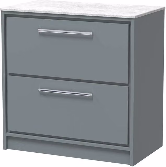 Balterley 800mm Floor Standing 2-Drawer Vanity with Marble Worktop in Coastal Grey