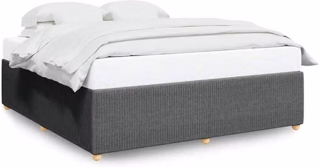 Berkfield Home Super King Upholstered Fabric Bed Frame in Dark Grey, W: 200 cm – 1