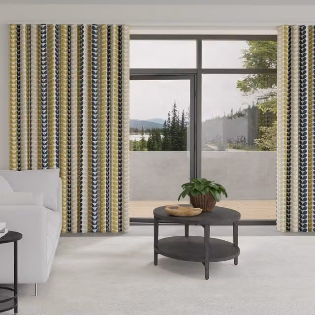 Orla Kiely Trio Stem Made to Measure Wave Blackout Curtains in Ochre Multi