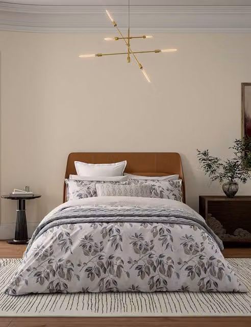 Bedeck of Belfast Reversible Floral Mako Satin Cotton Bedding Set, White, W: 180 cm, H: 200 cm