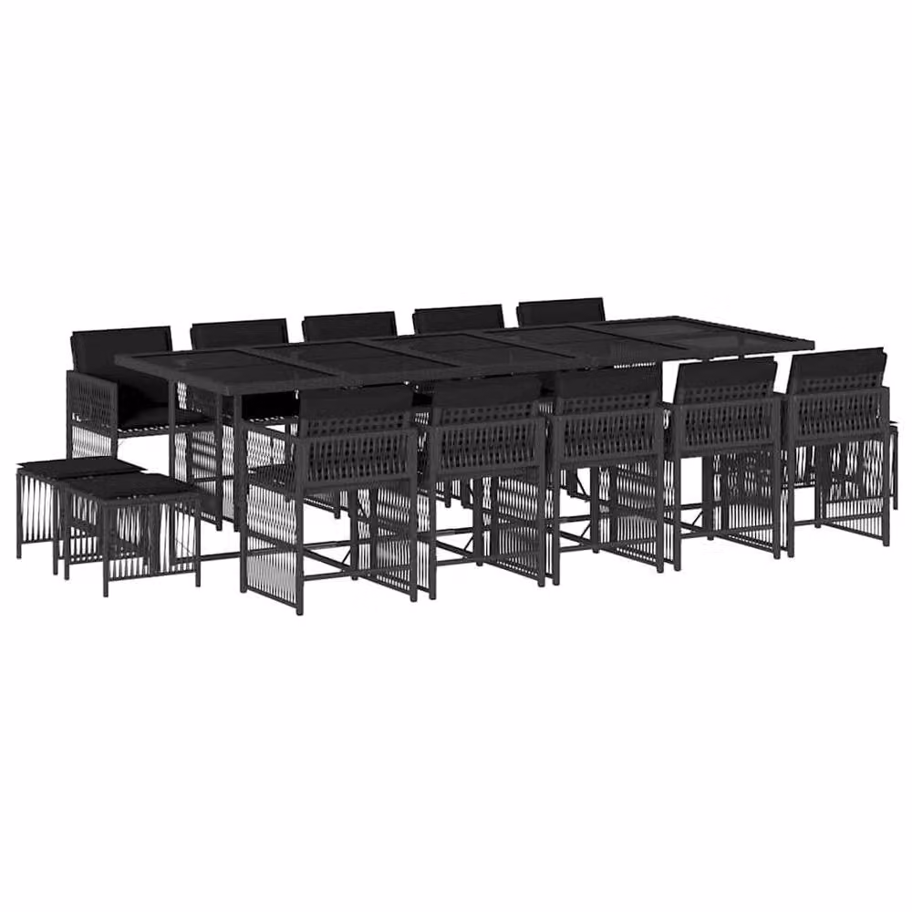 Berkfield Home 15 Piece Garden Dining Set with Black Poly Rattan and Cushions – 2