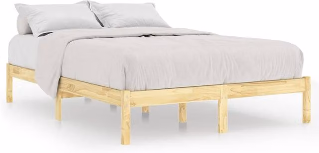Berkfield Home Solid Wood King Size Bed Frame in Beige Pine