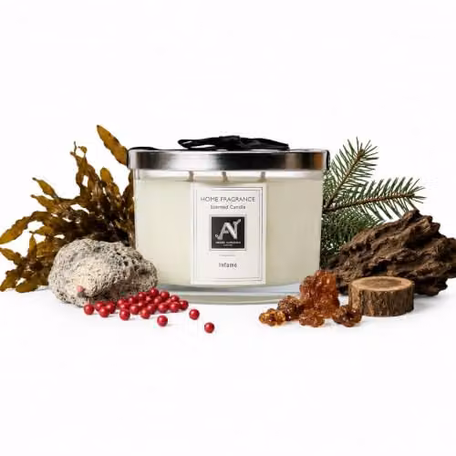 Aroma Naturals Minimalist Luxe Infame Scented Candle in White with Metal Lid
