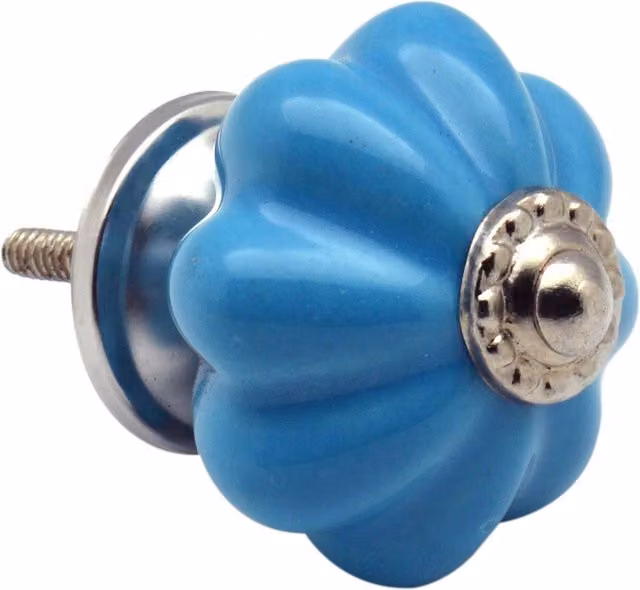 Nicola Spring Polished Blue Ceramic Cabinet Knobs, Pack of 24