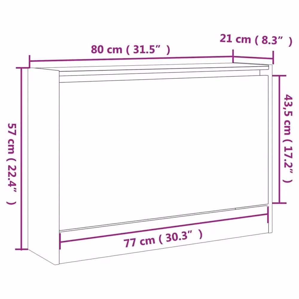 Berkfield Home Grey Sonoma Shoe Cabinet with Tilting Compartments, W/D/H: 80 x 21 x 57 cm – 3