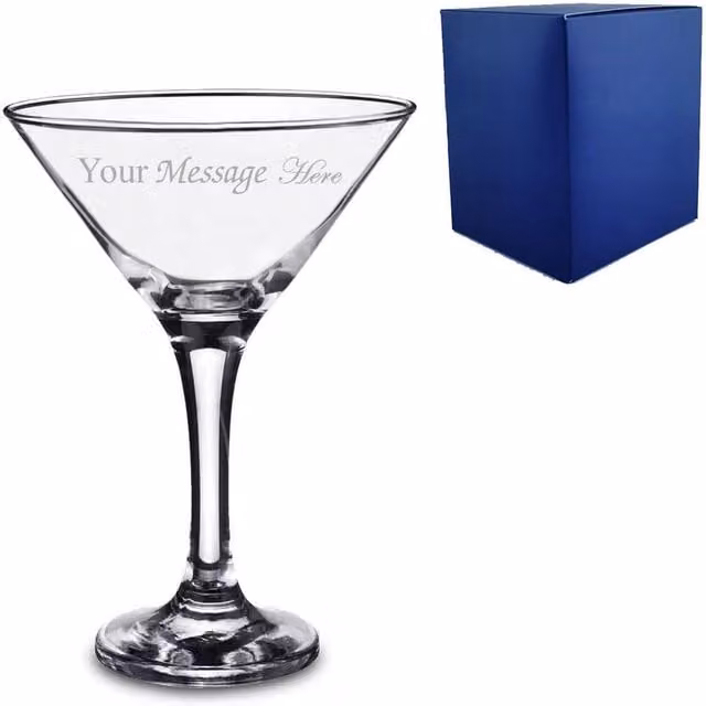 Uniqueful Personalised Engraved Petite Martini Cocktail Glass in Clear – 1