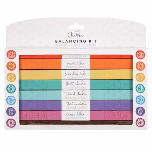 Something Different Chakra Balancing Incense Sticks Kit with Wood Holder in Multicolour