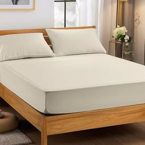 Snug City Microfibre Soft Touch Fitted Sheet, Beige, Super King, W/D/H: 180 x 200 x 25 cm – 3