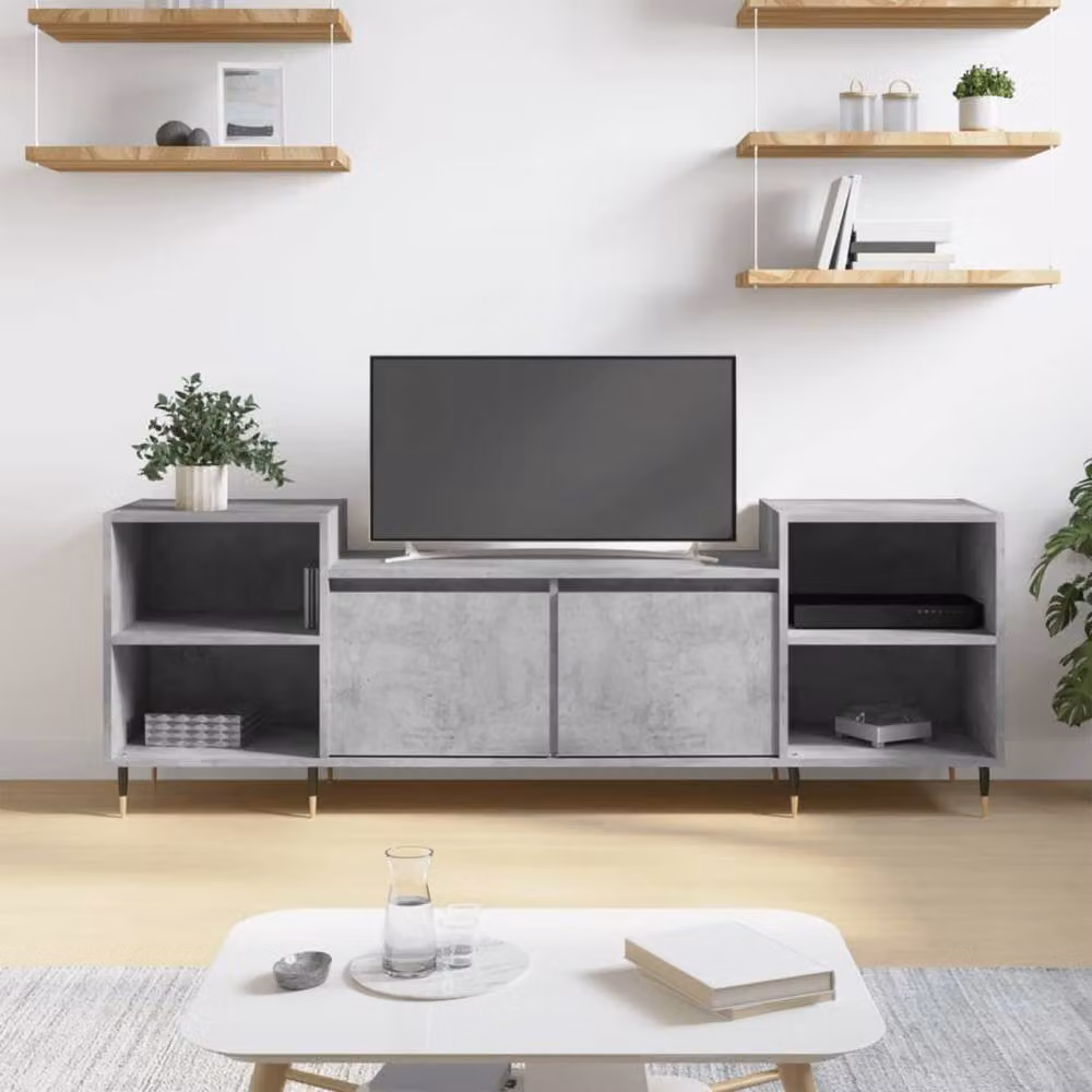Berkfield Home Modern TV Cabinet in Concrete Grey, W/D/H: 160 x 35 x 55 cm – 2